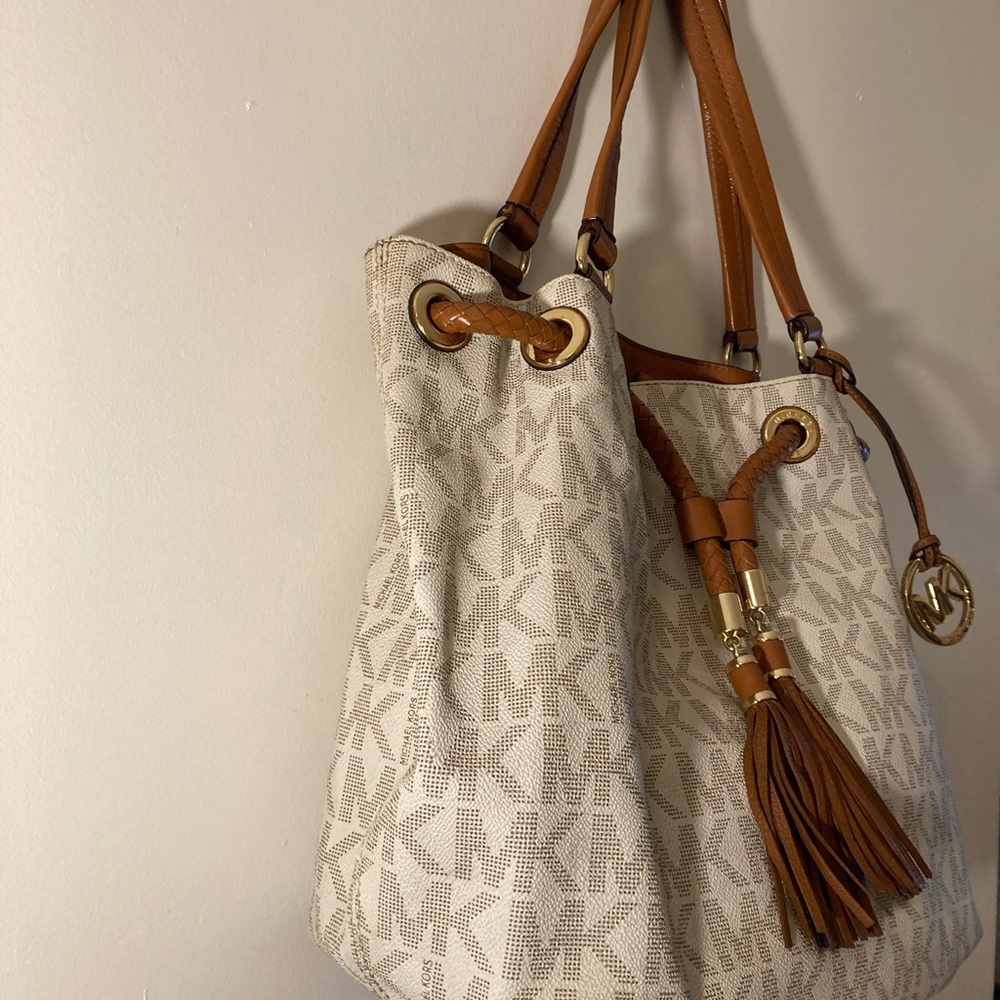 Michael Kors, Mk Signature Drawstring Bucket Bag … - image 4